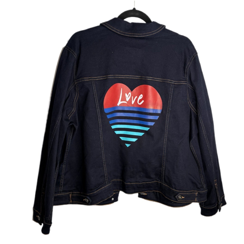 Love Dark Blue Stretch Denim Jacket 3X